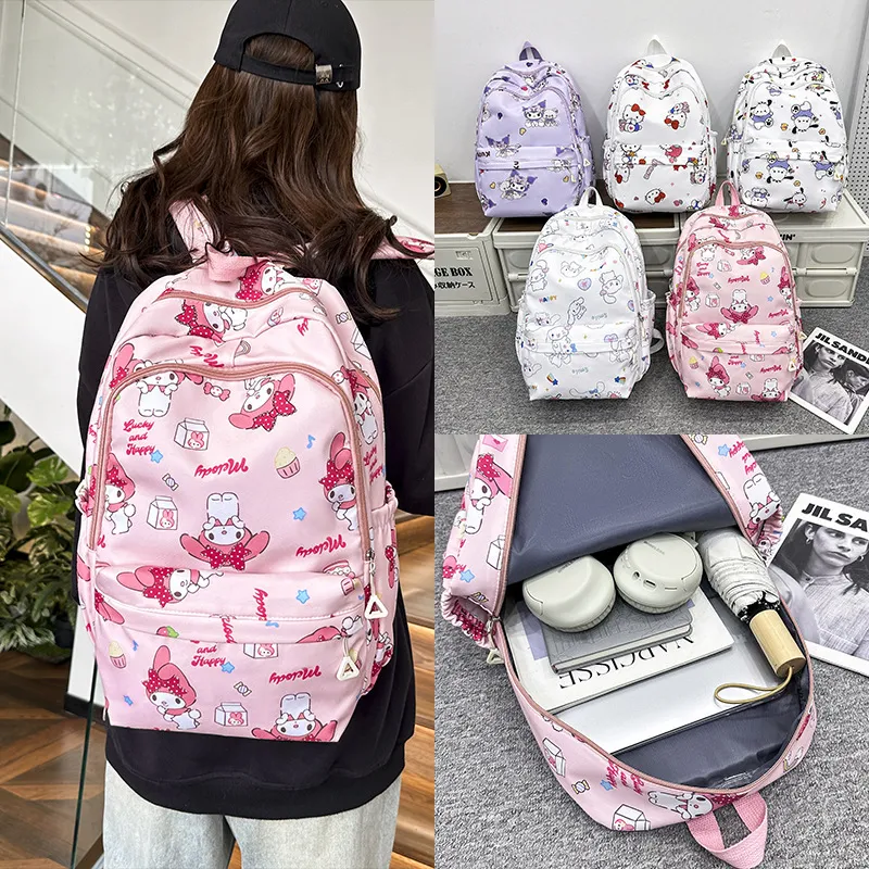 2024 New Cartoon Lightweight Women&prime;s Large Capacity School Bag Nylon Backpack