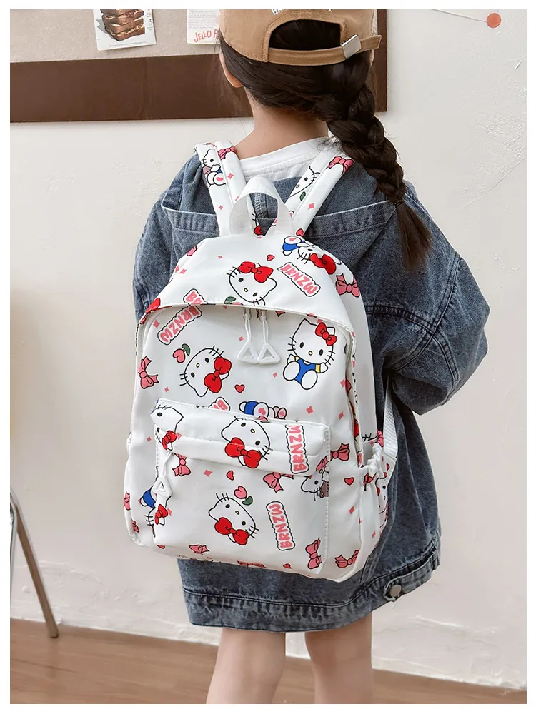 New Children&prime;s Cartoon Cute School Bag Lightweight and Large Capacity Nylon Kindergarten Kuromi Backpack