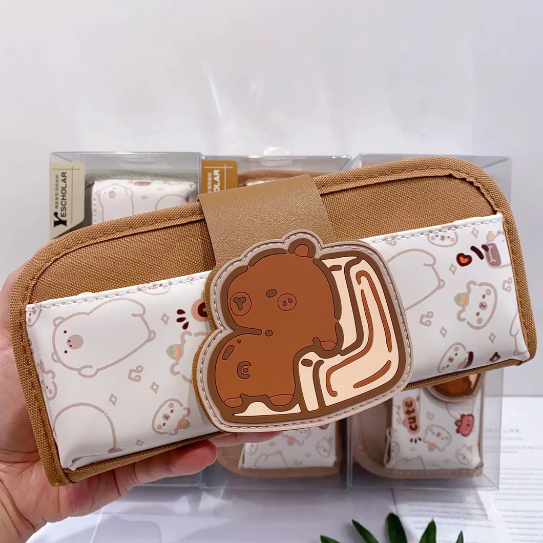 New Large Capacity Pencil Case Cute Cartoon Double-Layer Pencil Case Stationery Bag Student Storage Bag
