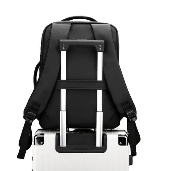 Custom Logo Stylish Business Leather Travel Laptop Backpack Bag with USB Charging Port for Men Women School Backpack