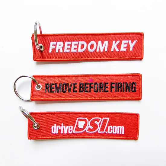 Personalized Custom Shape Logo Patch Tag Embroidery Embroidered Key Chain Keychain