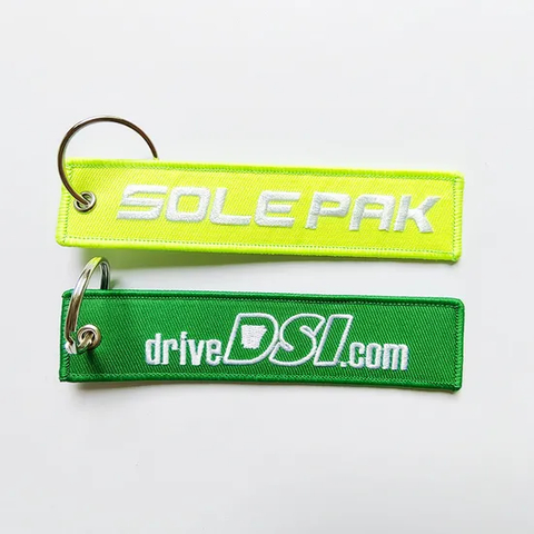 High Quality Custom Woven Fabric Embroidery Key Jet Tag Patch Keychain Key Ring Jet Tag