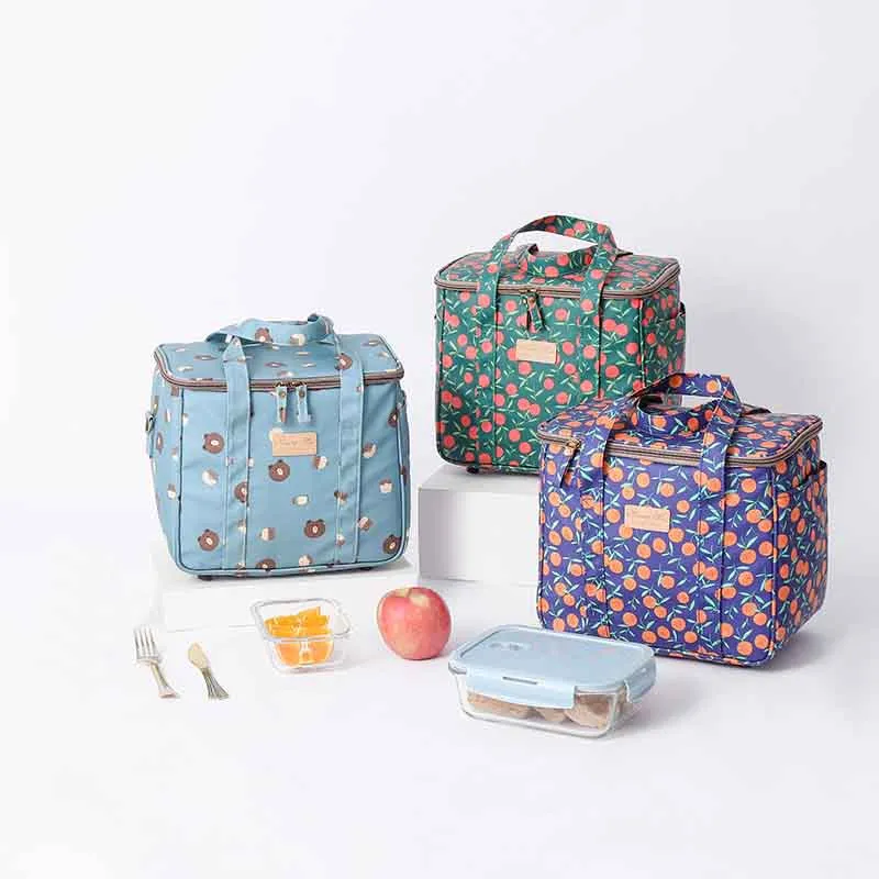 Factory Outlet Portable Cartoon Student Aluminum Film Oxford Cloth Bento Bag with Customized Logo