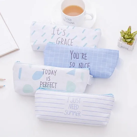 Wholesale School Student Stationery Storage Bag Cute Zipper Pencil Pouch Canvas
