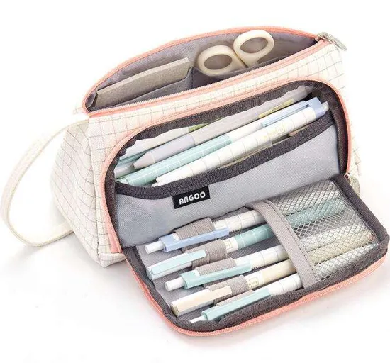 Wholesales Custom Big Capacity Large Storage Canvas Pencil Pen Case Pouch Stationery Bag for Office School Teen Girl Boy