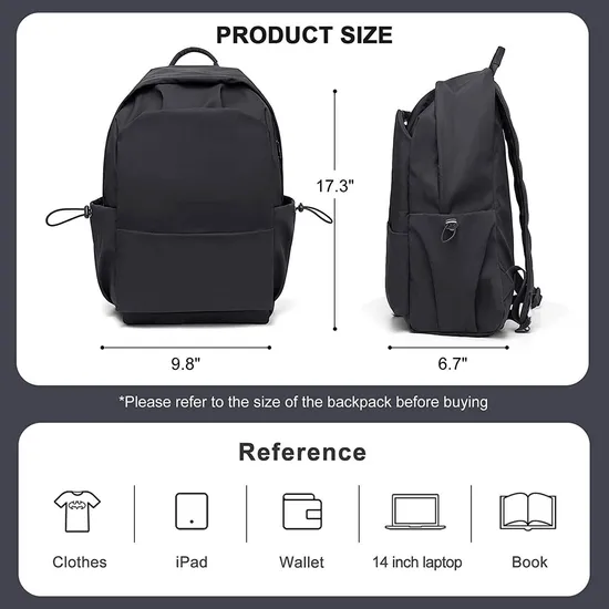 Popular High Quality Business Waterproof Large Capacity Black Simple Laptop Student Backpack