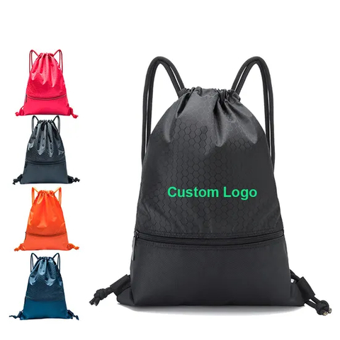 Custom Large Travel Drawstring Backpack Bag Waterproof Sport Polyester Drawstring Backpacks