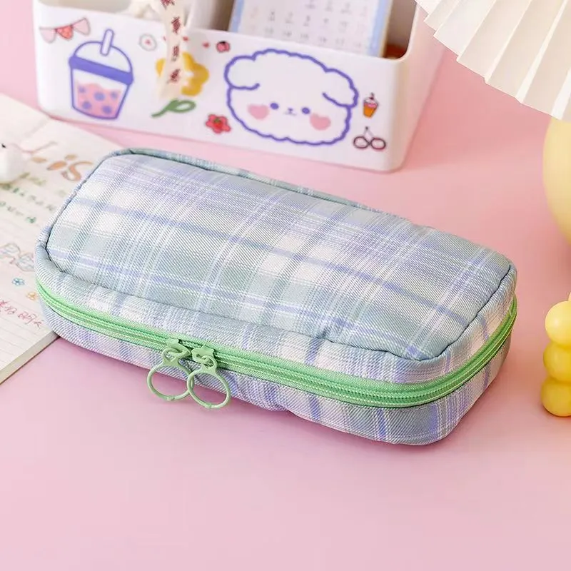 Big Capacity Fashion Cute School Student Multifunction Blank Canvas Pencil Case