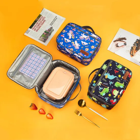Newest Hot Sale 600 D Oxford Cute Pattern Trending Recycle Cooler Bag with Custom Printed Logo Aluminum Foil Lunch Bag
