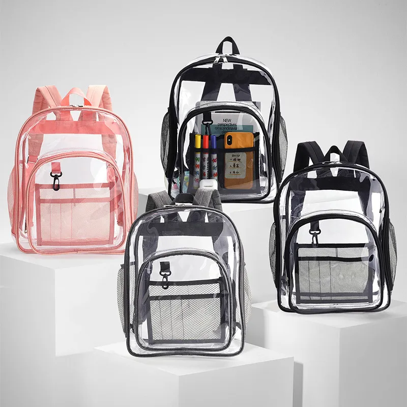Customized Logo Transparent PVC Backpack Multifunctional Waterproof Student Backpack
