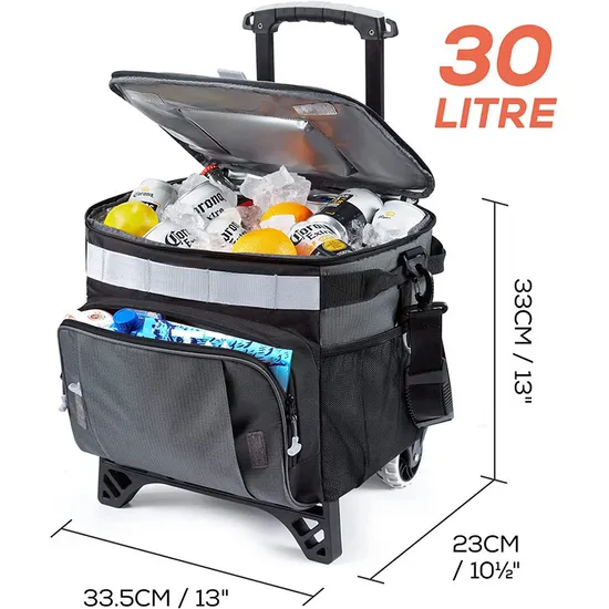 Customized Cooler Trolley Bag with Wheels Portable Camping Insulated Collapsible Wheels Rolling Bag