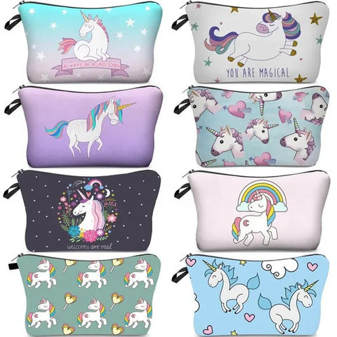 Cartoon Cute Unicorn Kids Pencil Pouch Large Cosmetic Makeup Bag for Girls