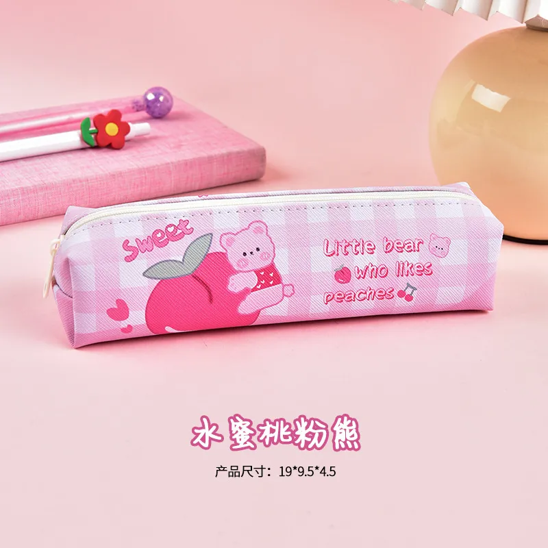 Cartoon Cute School Stationery Bag Kawaii Leather Pencil Pouch for Kids