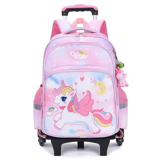 Pupils Trolley Schoolbag Girls First Grade to Sixth Grade Children′s Burden-Reducing Backpack for Girls