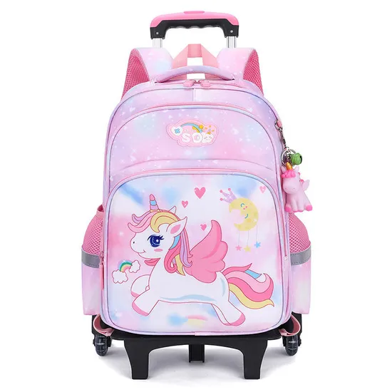 Pupils Trolley Schoolbag Girls First Grade to Sixth Grade Children′s Burden-Reducing Backpack for Girls