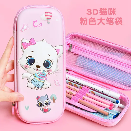 Cartoon Waterproof Pencil Case Girls Pupils Cute Pencil Box Wholesale Multifunctional 3D Stereo Pencil Case