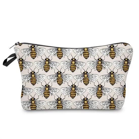 Cartoon Kids School Pencil Pouch Cute Bees Printing Cosmetic Zipper Makeup Bag