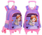 Cartoon Detachable Children Girl Trolley School Backpack Bag with Three Wheel