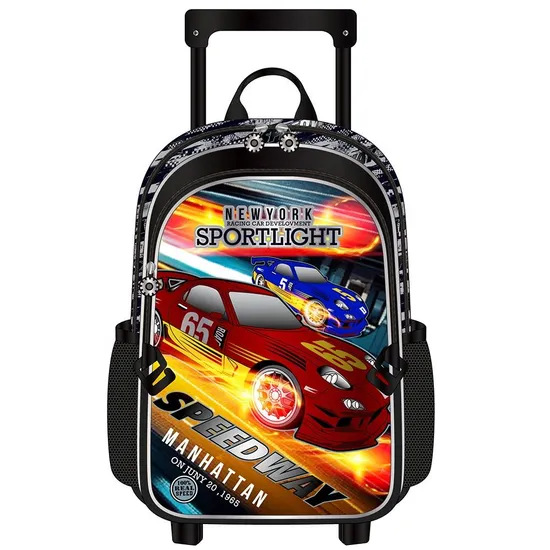 Colorful Rolling Backpack Kids Cheap Stylish Racing Design Kids Trolley School Bag with Wheels