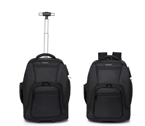 Men Wholesale Customized Wheel Trolley Travel Bag Backpack Rolling Travel Backpack Business Backpack