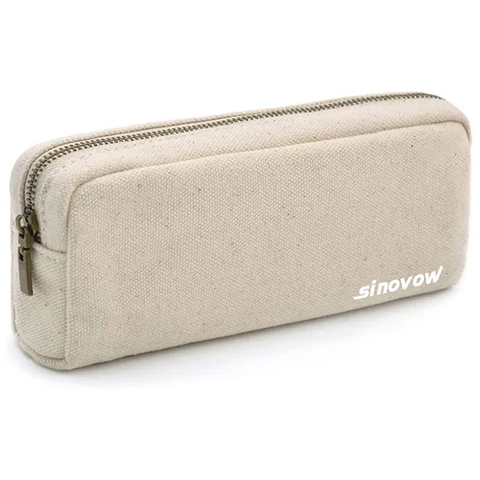 Solid White Canvas Stationery Organizer Pouch Multipurpose Pen Makeup Bag
