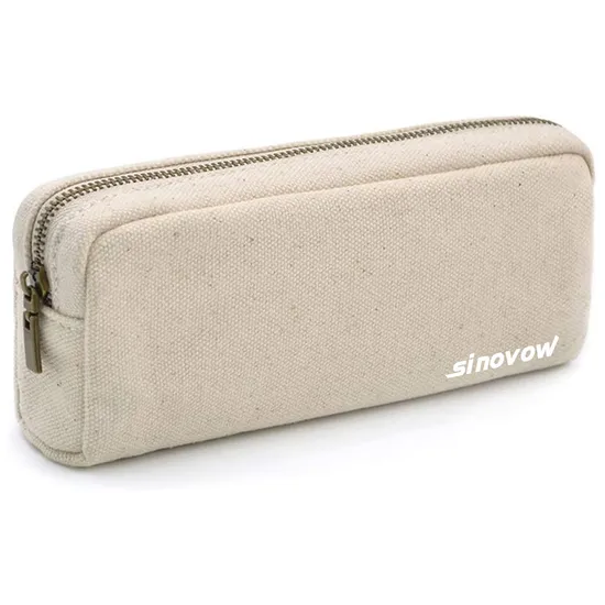 Solid White Canvas Stationery Organizer Pouch Multipurpose Pen Makeup Bag