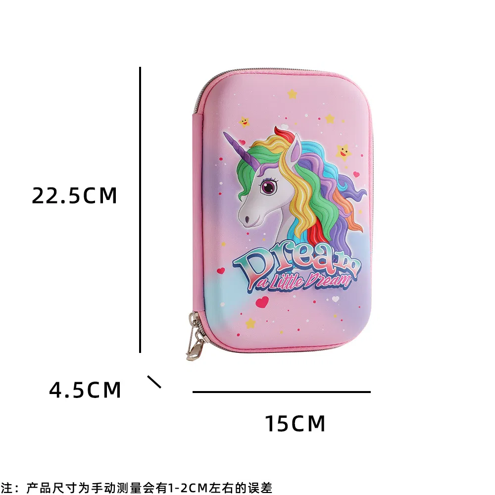 School Stationery Box Cartoon 3D EVA Unicorn Cute Pencil Case for Kids