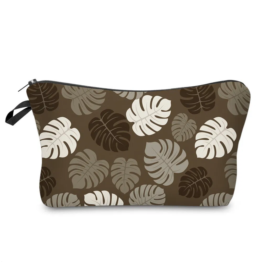 Fashion Retro Leaf Design Girls Pencil Pouch Travel Cosmetic Makeup Bag Custom