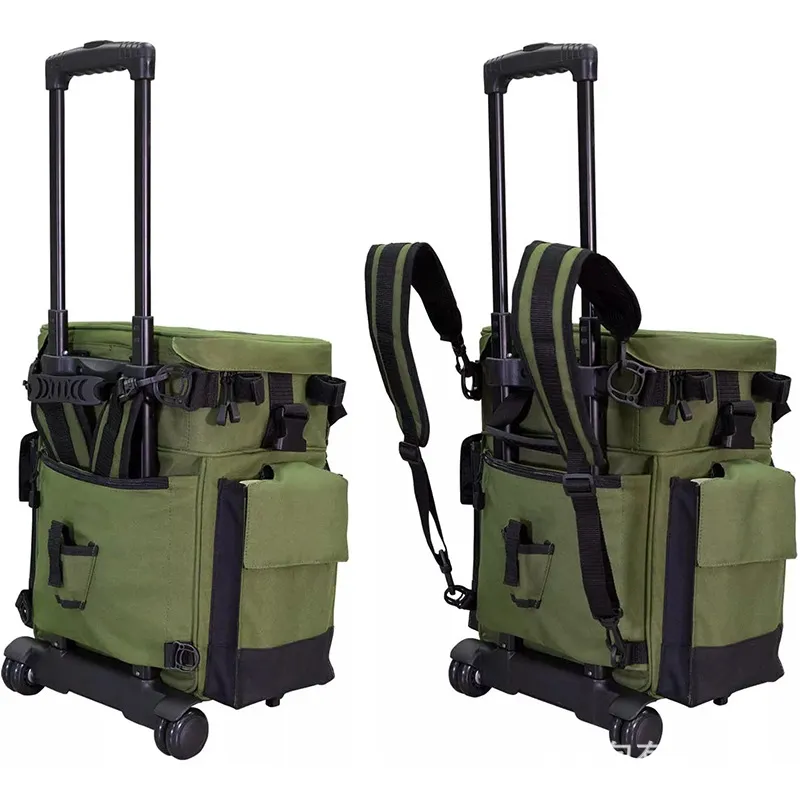 Customized Fishing Gear Pull Rod Support Bait Box Storage Tool Bag Multifunctional Sea Fishing Gear Trolley Bag