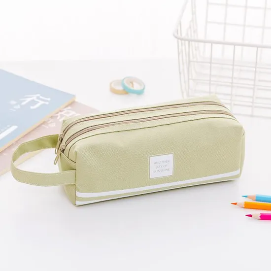 Large Capacity Pen Case Double Zippers Pen Bag Office Stationery Bag Pencil Case with Compartments