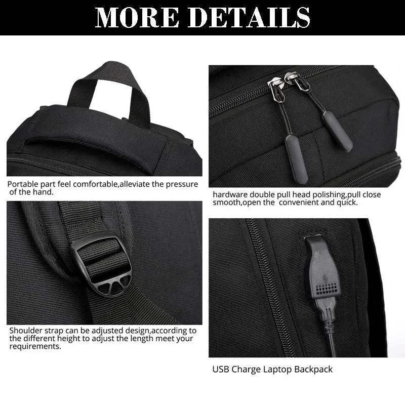 Custom New Design Back Pack Laptop USB Charger Multifunctional Bagpack Waterproof Travel Smart School Bag Backpack