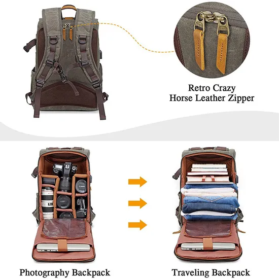 Custmized Retro Large Capacity Canvas Waterproof Drone Bag Camera Bag Backpack