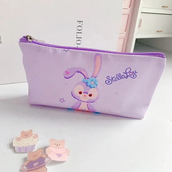 School Kids Stationery Storage Zipper Pouch Kawaii Anime Canvas Pencil Bag