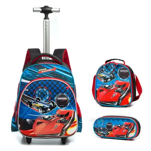 Easy-to-Carrying School Backpack with Single Puller Rod Boy′s 3PCS Trolley Backpack