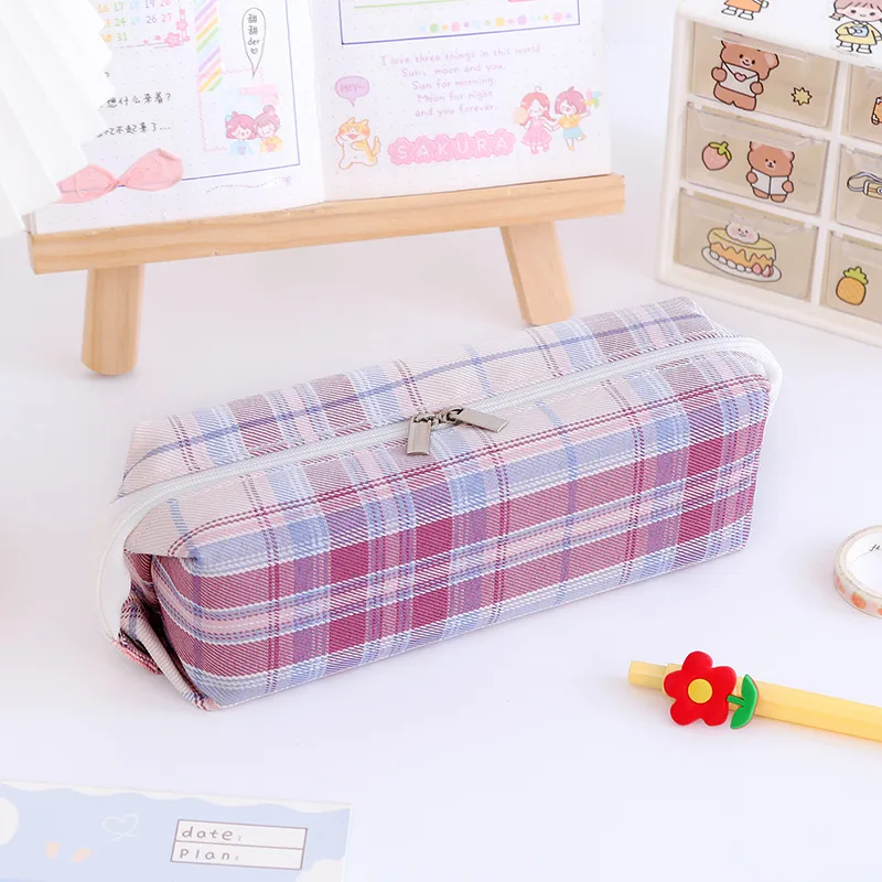 Multifunction Fashion School Stationery Pen Bag Student Canvas Zipper Pencil Case