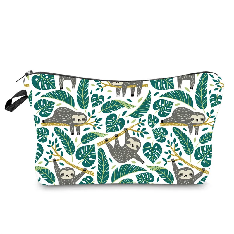 Wholesale Custom Cartoon Sloth Printing Girls Pencil Pouch Polyester Cosmetic Bags