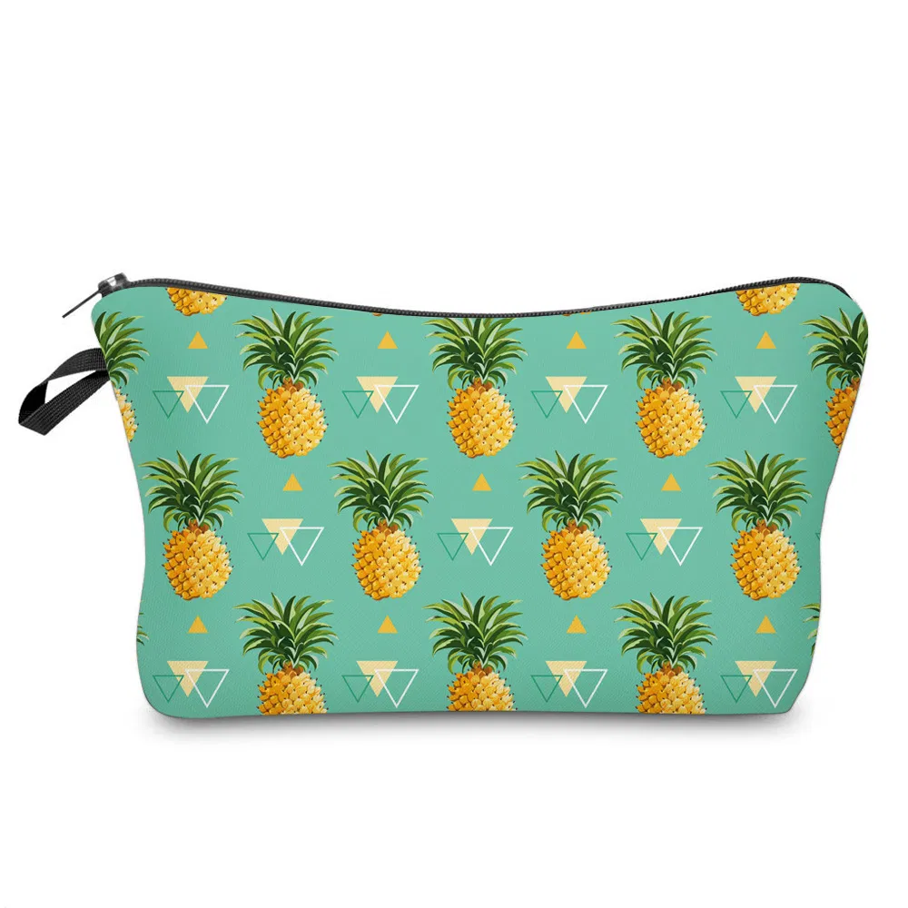 Wholesale Custom Pineapple Print Pencil Pouch Lady Cosmetic Bag with Logo