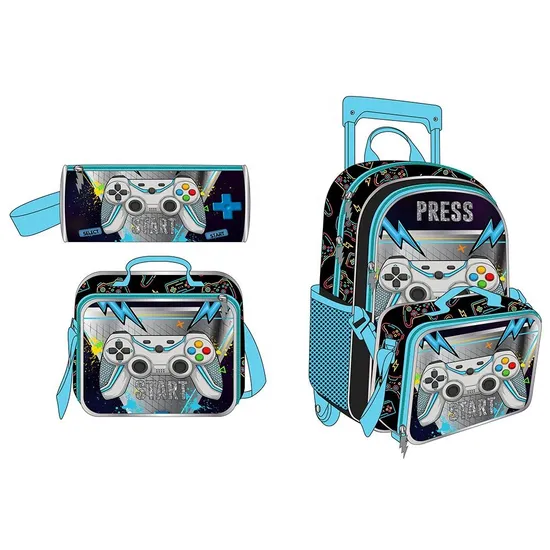 Student Two Wheel Rolling Schoolbag Mochilas Escolares Con Rueda Trolley School Backpack Bag for Kids