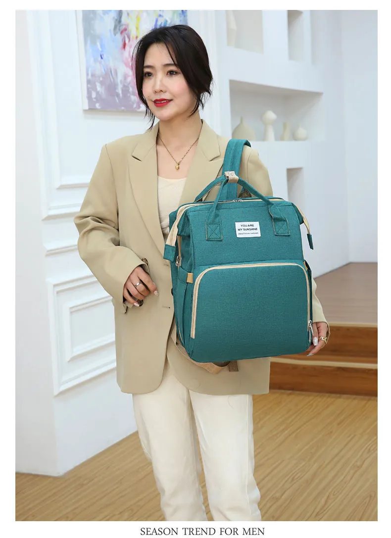 Minimalist Mommy Bag Portable Folding Shoulder Backpack Multi Functional Large Capacity Baby Bed Mommy Backpack