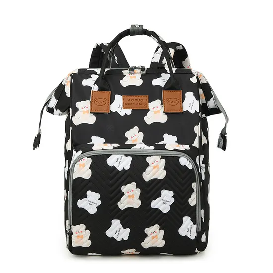 Trendy Wave Pattern Mommy Bag Large Capacity Lightweight Baby Diaper Backpack