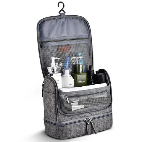 New Travel Double Open Portable Wash Storage Bag Dry Wet Separation Waterproof Hook Wash Bag