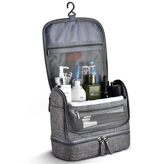 New Travel Double Open Portable Wash Storage Bag Dry Wet Separation Waterproof Hook Wash Bag