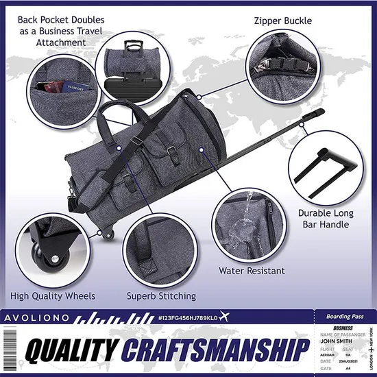 Expandable Clothing Bag Pull Rod Luggage Bag Suit Bag with Shoe Compartment