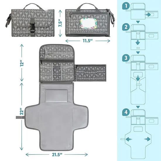 Cartoon Printed Pattern Waterproof Baby Urinary Pad Baby Stroller Hanging Bag Portable Diaper Bag