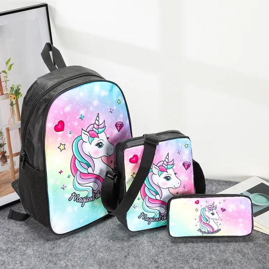2024 New Student School Bag 3-Piece Set Primary School Anime Backpack Cartoon Backpack