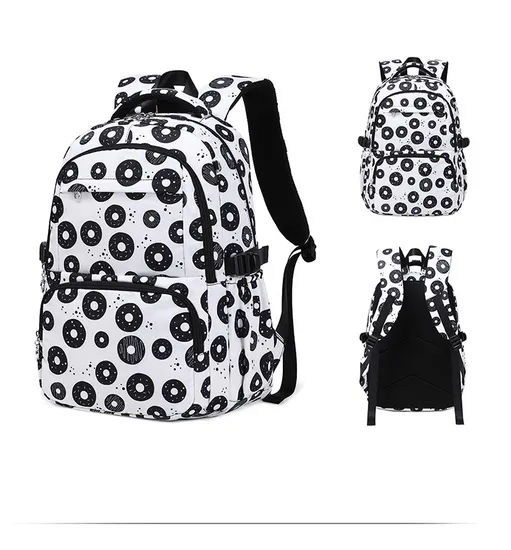 2024 New Cute Three Piece Set for Middle School Students with Printed Large Capacity Backpack