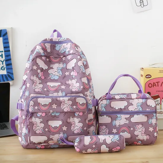 New Fashion Cartoon Backpack Large Capacity Three Piece Set for Primary and Secondary School Students