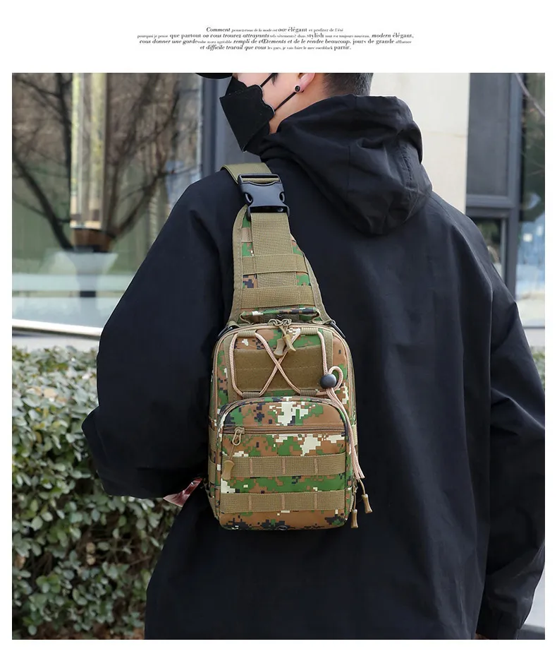 Casual Camouflage Oxford Cloth Large Capacity Mens Mountaineering Chest Bag Tactical Shoulder Bag