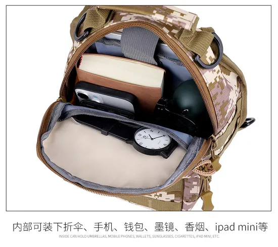 Casual Camouflage Oxford Cloth Large Capacity Mens Mountaineering Chest Bag Tactical Shoulder Bag