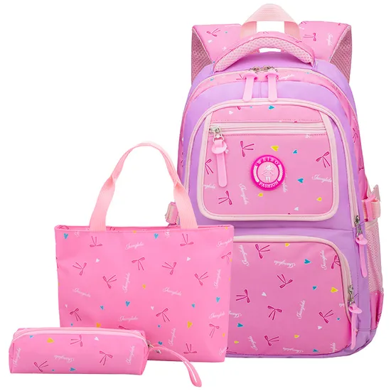 New Three Piece Set of Casual Waterproof Lightweight Backpack for Primary and Secondary School Students
